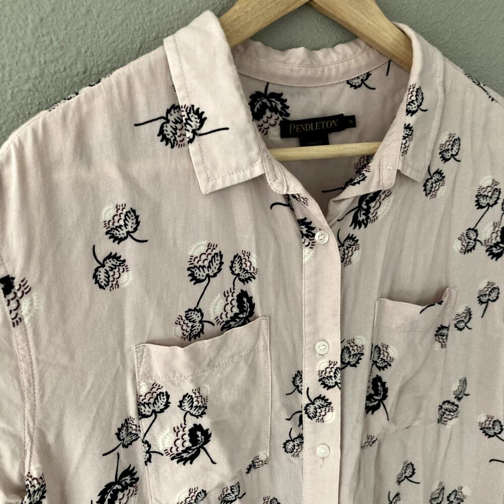 Pendleton Printed Short Sleeve Button Front Blous… - image 7